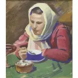 Victor Popov, Dinner, 1960, Gouache on Board "Dinner"