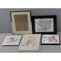 Lutka Pink, Untitled, 3 pastels and ink drawings and 2 ink drawings