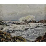 Cecil W Goodchild, Cecil Wray Goodchild, American - active in California, 1901 - 1983, Oil on Canvas Seascape