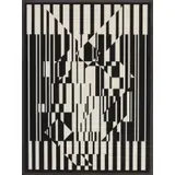 Victor Vasarely, Calcis., 1956 Oil on Board "Calcis." Signed lower center