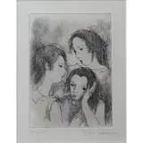 Marie Laurencin, Trois Jeune Filles., Etching With Hand Coloring