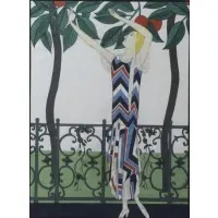 Georges Lepape, George Lepape, French 1887 - 1971, Gouache on Paper Fashion Illustration of an Art Deco Woman