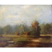 W. J Meyer, 5 - 1920, 1920 Oil on Board Tonalist Landscape