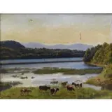 Henrikus A Van Ingen, Hendrikus Alexander van Ingen, Dutch, 1846-1920, Oil on Canvas of Cows in Pasture