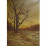 John A Parker, John Adams Parker, American - active in New York, 1837 - 1900, Oil on Canvas Winter Landscape at Dusk