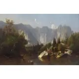 Paul Weber, Cathedral Rocks - Yosemite., Oil on Canvas "Cathedral Rocks - Yosemite." Signed and dated 1866 lower right