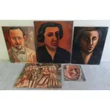 Manuel Boccini, Small oil self portrait on board unsigned