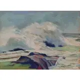 Helen R Whitney, Helen Reed Jones Whitney, American b, Pastel of a Coastal Landscape