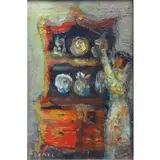 Yitzhak Frenkel-Frenel, Israeli, 1899 - 1981 by Yitzhak Frenkel-Frenel, Oil on Canvas of Woman at Cupboard, offered Jun 2013