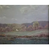Leonard Ochtman, Leonard Ochtman, American - Cos Cob Colony, Connecticut, 1854 - 1934, Oil on Canvas Landscape