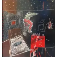 Michael Lotenero, Surreal Interior Scene with Figure, Oil on Canvas