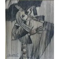 Andrei Protsouk, Study for L'Amour Sons L'Ombrezle., Gilded on canvas with hand painted frames by artist