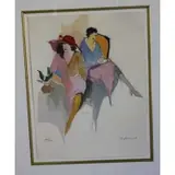 Itzhak Tarkay, Numbered 63/300, Lithograph of Two Seated Women