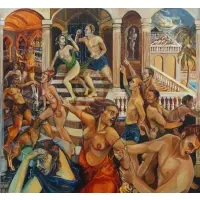 Elissa Lieberman, Rape of the Sabine Women., Oil on Canvas "Rape of the Sabine Women." Signed lower right