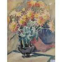 1936. by Amy Tatro, Watercolor Still Life of Flowers, offered Nov 2012