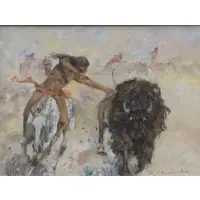 Ernest Chiriaka, O/M American Indian Buffalo Hunt