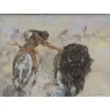 Ernest Chiriaka, O/M American Indian Buffalo Hunt