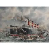 K.R Miller, Untitled, Watercolor of the RMS Mauretania's Arrival in New York