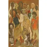 Krishna Ara, Krishna Hawlaji Ara, Indian, 1914 - 1985, Gouache on Cardboard of Figures