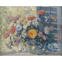 Clara Davidson, Just Flowers., Oil on Canvas "Just Flowers." Signed lower right