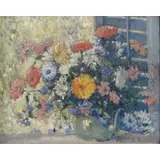 Clara Davidson, Just Flowers., Oil on Canvas "Just Flowers." Signed lower right