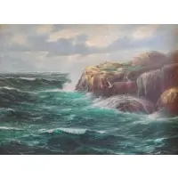 O/C Coastal Scene by Frank Schneider, offered Aug 2012