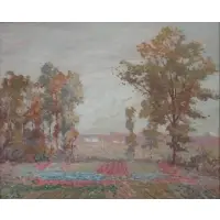 Impressionist Landscape by F. J Boston, Gouache, offered Jul 2012