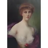 Henri Rondel, Henri Rondel, French, 1857-1919, Oil on Canvas Portrait of a Beauty