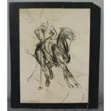 Kimon Nicolaïdes, Kimon Nicolaides, American, 1892 - 1938, Charcoal Study of a Polo Player Double sided and signed