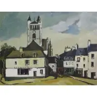 Claude Aliotti, O/C French Village Scene