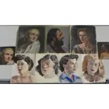 Joseph Newman, Untitled, 2 signed oil on boards - 8" high x 10" wide, 3 loose unsigned oils on canvas - approx