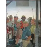 Rita Barnett, Rita Wolpe Barnett, American, 20th century, Oil on Canvas of Fisherman