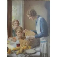 Walter Beach Humphrey, O/C Mother & Children Packing a Picnic
