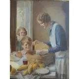 Walter Beach Humphrey, O/C Mother & Children Packing a Picnic