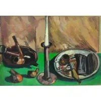 Haley Lever, Kennedy Galleries labels verso, Unsigned Oil on Board Still Life