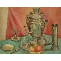 Arthur Miller, Still Life with Samovar, Oil on Canvas