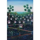Eddy Jean-Baptiste, Haitian Village, Oil on Canvas