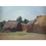 Guido Trentini, Italian Farmhouses, Oil on Panel