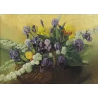 George Lambert, Flowers in a Basket, Oil on Canvas