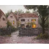 Eugene Paprocki, Dusk, Old Basing, England, Oil on Canvas "Dusk, Old Basing, England"
