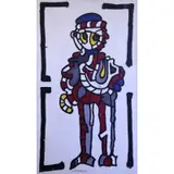 Paolo Corvino, Abstract Figure on White Background, Oil on Canvas