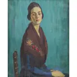 Christina Morton, Beauty with Shawl, Oil on Canvas