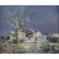 Rene Zimmermann, House in Landscape, Oil on Canvas