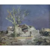 Rene Zimmermann, House in Landscape, Oil on Canvas