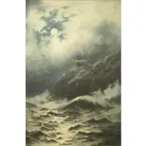 William Trost Richards, Longship's Lighthouse Lands End, Cornwall, Oil on Panel