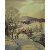 James K Bonnar, Vermont Winter Scene, Oil on Canvasboard