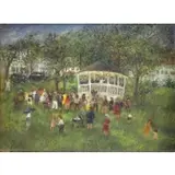 Esther Goetz, Vermont Band Stand, Oil on Wood Panel "Vermont Band Stand"