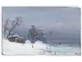 Anton Waldhauser, Pair Winter Landscapes, Before 1913, Oil on veneer