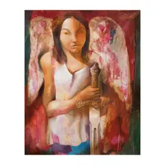 Emmanuel Garibay, Girl with Sword, oil on canvas