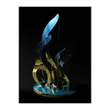 Carlo Calma, Vine Sculpture, Chrome Metal finish in Graduated Blue Hues
